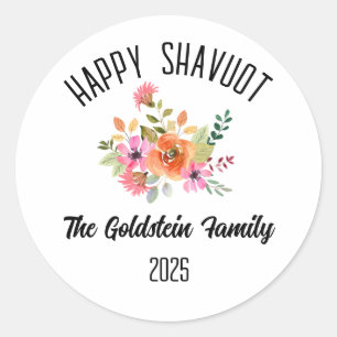 Shavuot Jewish Holiday Personalized Family Name Classic Round Sticker