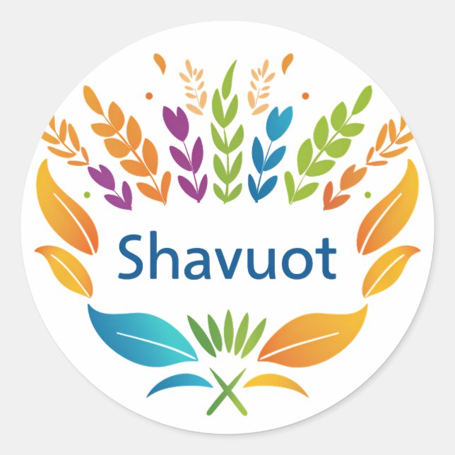 Shavuot - Shavuot Symbol with Colorful Wheat Classic Round Sticker (Front)