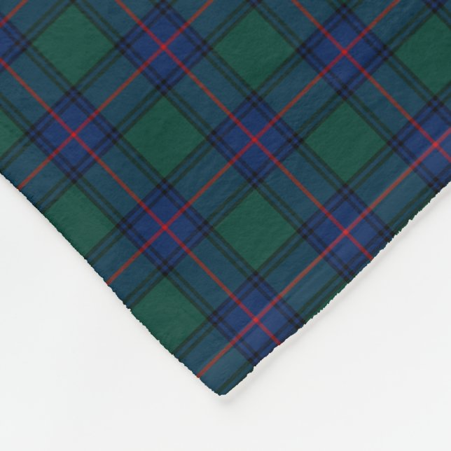 Shaw Clan Royal Blue and Green Tartan Fleece Blanket (Corner)