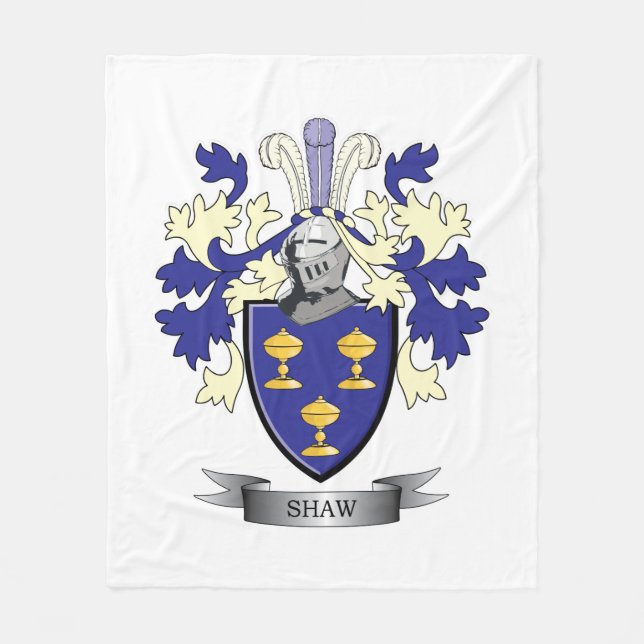 Shaw Family Crest Coat of Arms Fleece Blanket (Front)