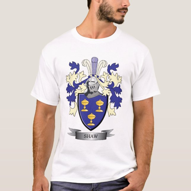 Shaw Family Crest Coat of Arms T-Shirt (Front)