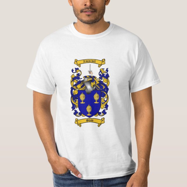 Shaw Family Crest - Shaw Coat of Arms T-Shirt (Front)