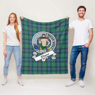 Shaw Of Sauchie Ancient Clan Badge Tartan Plaid Fleece Blanket