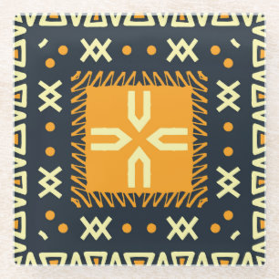 Shawl Design: Indian Batik Square. Glass Coaster