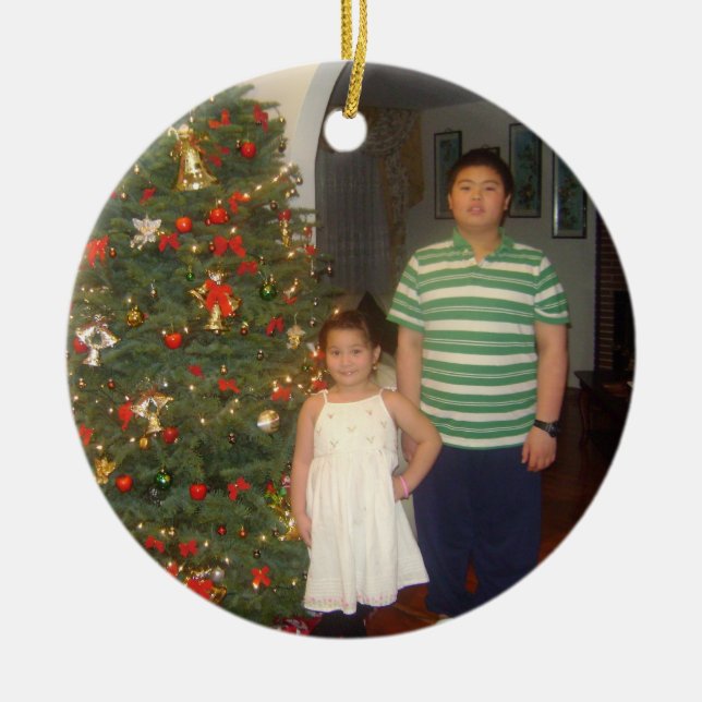 Shawn and Chloe Ceramic Tree Decoration (Front)