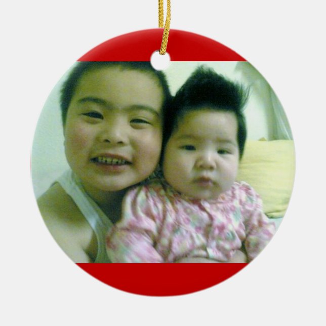 Shawn and Chloe little Ceramic Tree Decoration (Front)
