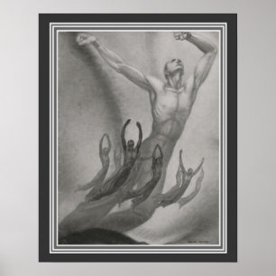 Shawn Men Dancers Art Deco by Major Felten Poster