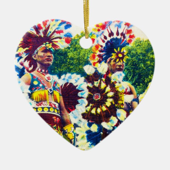 Shawnee Indian War Dancers, Oklahoma Ceramic Tree Decoration (Front)