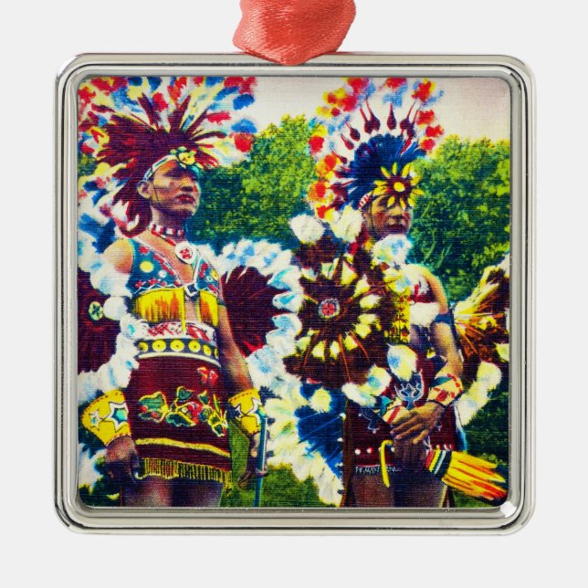 Shawnee Indian War Dancers, Oklahoma Metal Tree Decoration (Front)