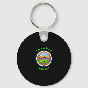 Shawnee Kansas Ks Flag Dge Roundlet Souvenir Key Ring