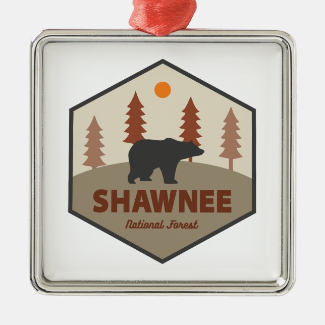Shawnee National Forest Bear Metal Tree Decoration (Front)