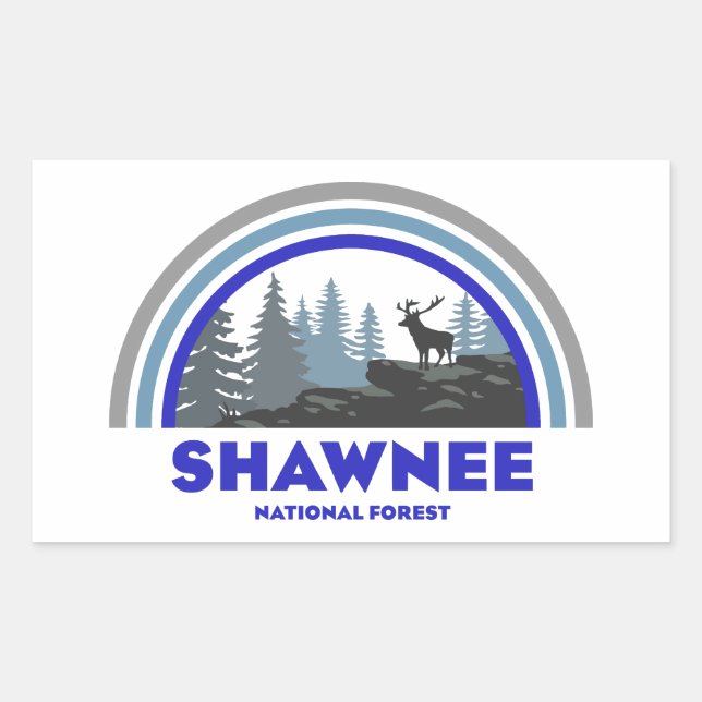 Shawnee National Forest Rainbow Deer Rectangular Sticker (Front)