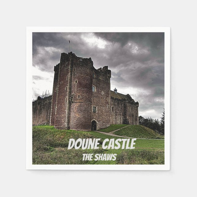 Shaws' Doune Castle, Scotland, Dark Stormy Name Napkin (Front)