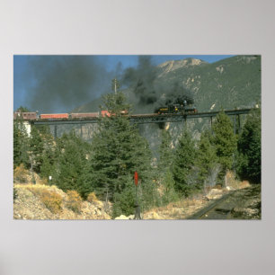 Shay locomotive No. 14 crosses the trestle at Geor Poster