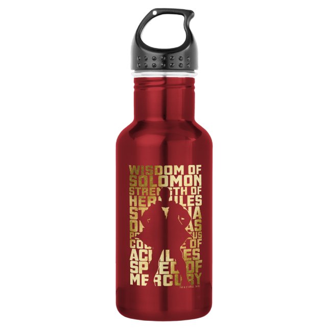 SHAZAM! | Abilities Golden Typography Graphic 532 Ml Water Bottle (Front)