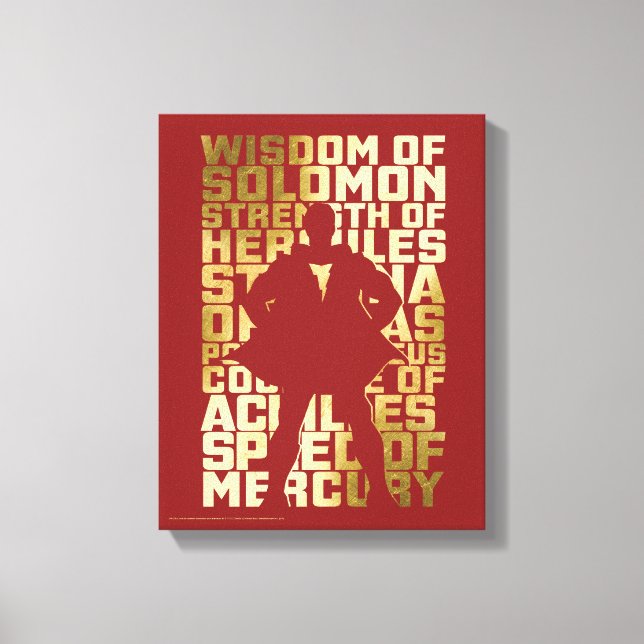 SHAZAM! | Abilities Golden Typography Graphic Canvas Print (Front)