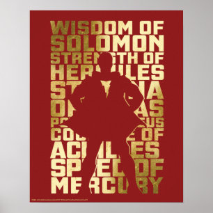 SHAZAM! Abilities Golden Typography Graphic Poster
