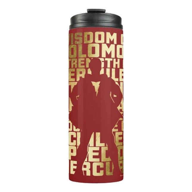SHAZAM! | Abilities Golden Typography Graphic Thermal Tumbler (Front)