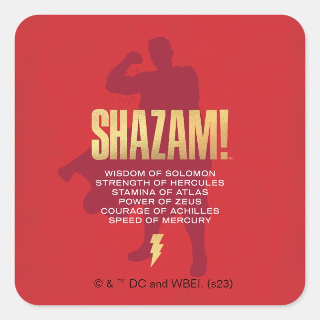 SHAZAM! Fury of the Gods | Flexing Silhouette Square Sticker (Front)