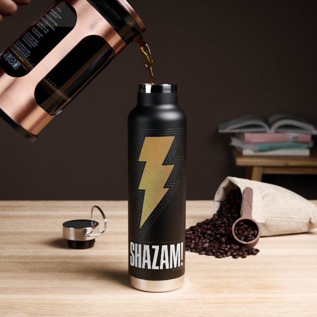 SHAZAM! Fury of the Gods | Lightning Bolt Badge Water Bottle (Coffee)
