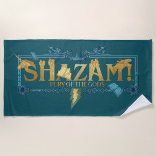 SHAZAM! Fury of the Gods   Mythical Logo Beach Towel