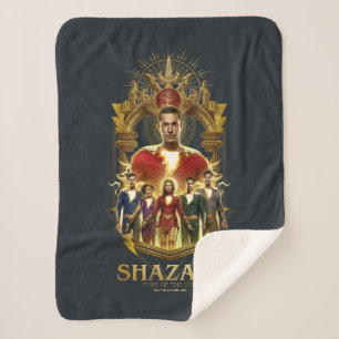 SHAZAM! Fury of the Gods   Ornate SHAZAMily Frame Sherpa Blanket
