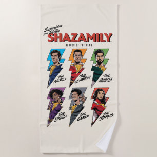SHAZAM! Fury of the Gods SHAZAMily Comic Bolts Beach Towel