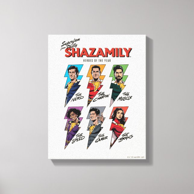 SHAZAM! Fury of the Gods | SHAZAMily Comic Bolts Canvas Print (Front)