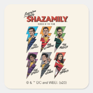SHAZAM! Fury of the Gods   SHAZAMily Comic Bolts Square Sticker