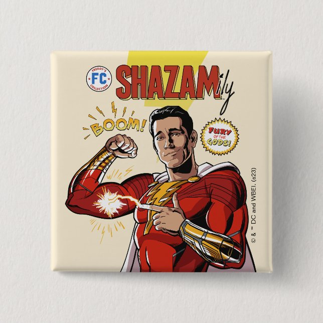 SHAZAM! Fury of the Gods | SHAZAMily Comic Cover 15 Cm Square Badge (Front)