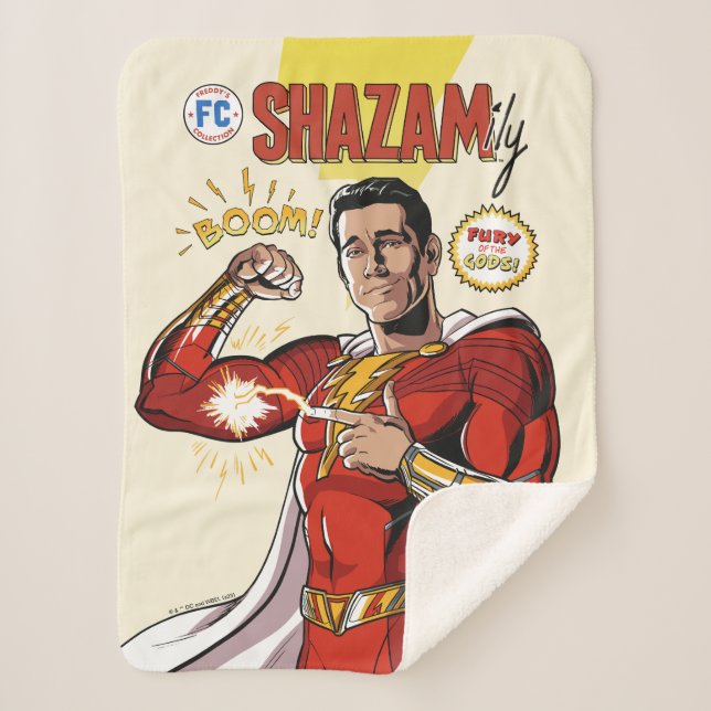 SHAZAM! Fury of the Gods | SHAZAMily Comic Cover Sherpa Blanket (Front)