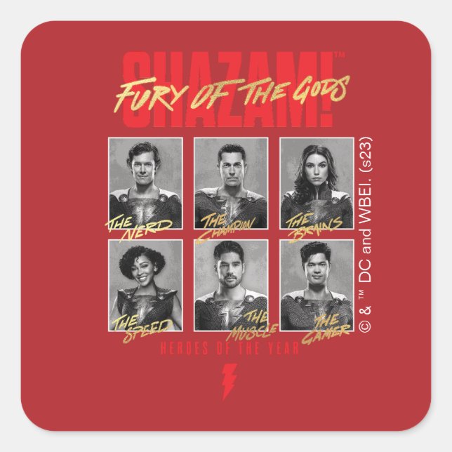 SHAZAM! Fury of the Gods | SHAZAMily Yearbook Square Sticker (Front)