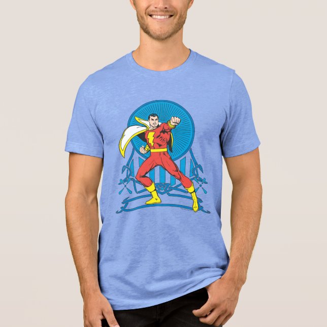 SHAZAM in Fight Stance Tri-Blend Shirt (Front)