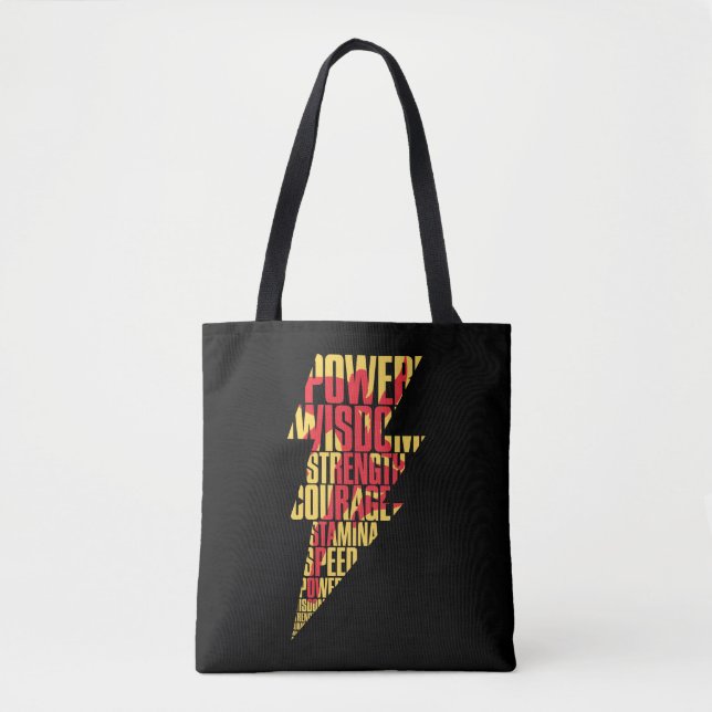 SHAZAM! | Shazam Abilities Lightning Graphic Tote Bag (Front)