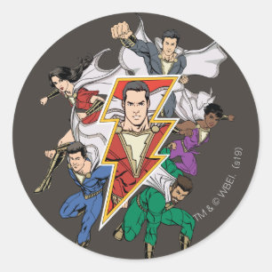 SHAZAM!   Shazam Family Graphic Classic Round Sticker