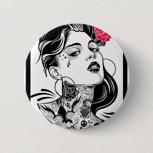 SHE AWAITS DREAMS 6 CM ROUND BADGE