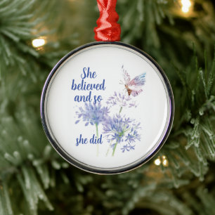 She believed and so Motivational Quote Butterfly Metal Tree Decoration