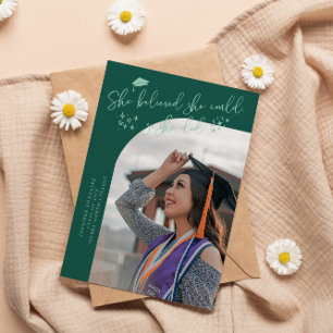She Believed Green Graduate Curved Photo Announcement