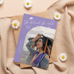 She Believed Lilac Graduate Curved Photo Announcement