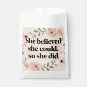 She believed minimalist poster wildflowers peach favour bags