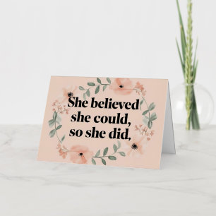She believed minimalist poster wildflowers peach foil greeting card