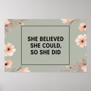 She believed minimalist poster wildflowers sage