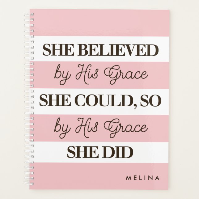 She Believed She Could By His Grace Personalised Planner (Front)