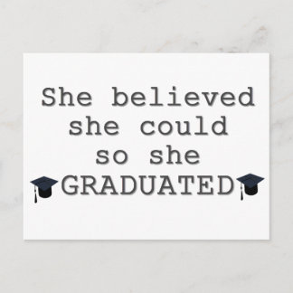 She Believed She Could Graduation Announcement Postcard