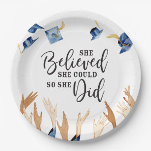 She Believed She Could Graduation Caps  Paper Plate