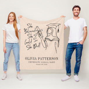 She Believed She Could Graduation Fleece Blanket