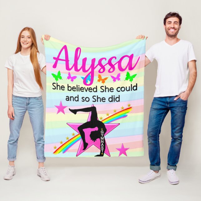 SHE BELIEVED SHE COULD GYMNAST DESIGN FLEECE BLANKET (In Situ)