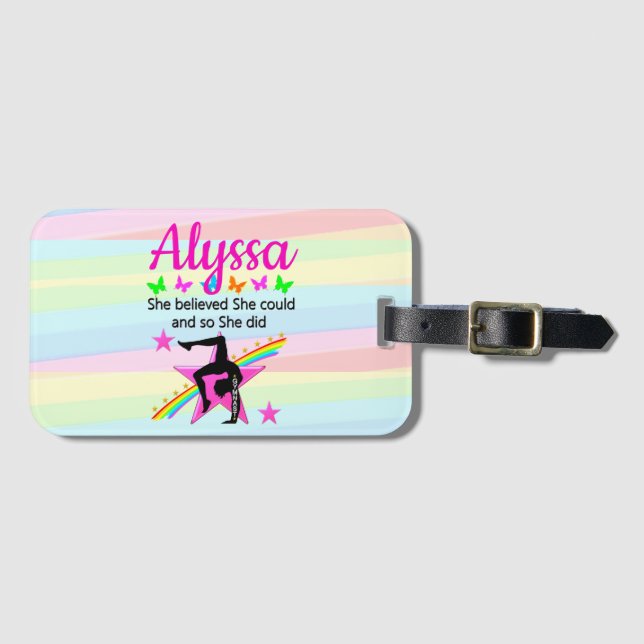 SHE BELIEVED SHE COULD GYMNAST DESIGN LUGGAGE TAG (Front Horizontal)