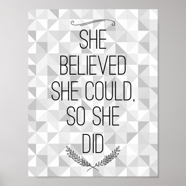 She Believed She Could Inspirational Poster (Front)