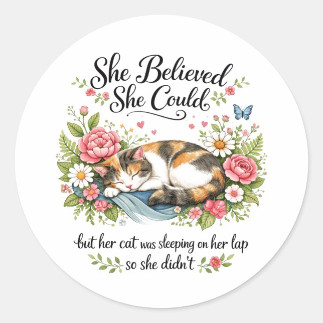 She Believed She Could |Motivational for Co-Worker Classic Round Sticker (Front)
